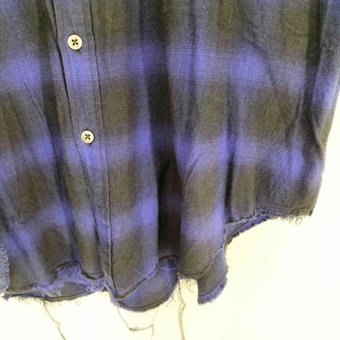 ダイエットブッチャースリムスキン DIET BUTCHER SLIM SKIN カットオフ加工オンブレチェック柄L/S シャツ メンズ